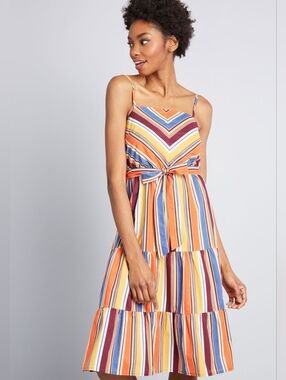 Lace & Mesh x ModCloth‎ Retro Striped Tiered Maxi Dress Small